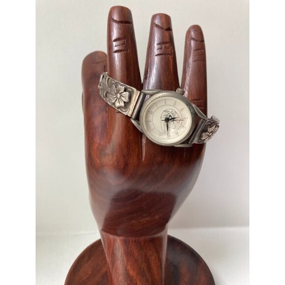 Vintage Navajo Charlie Bowie Sterling Floral Watch Band 22 grams NOT WORKING - Picture 1 of 7
